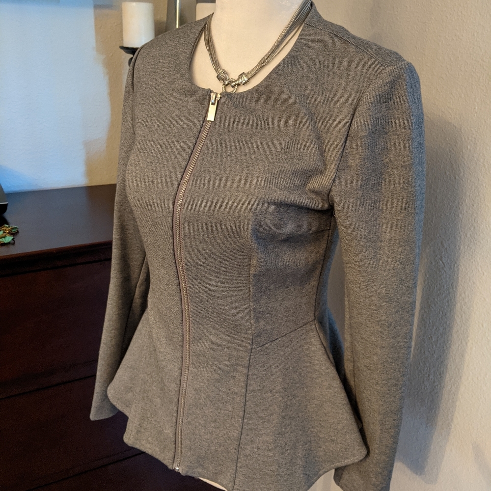 Grey peplum lightweight blazer